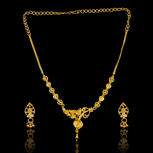 Sleek Flower Necklace Set - I