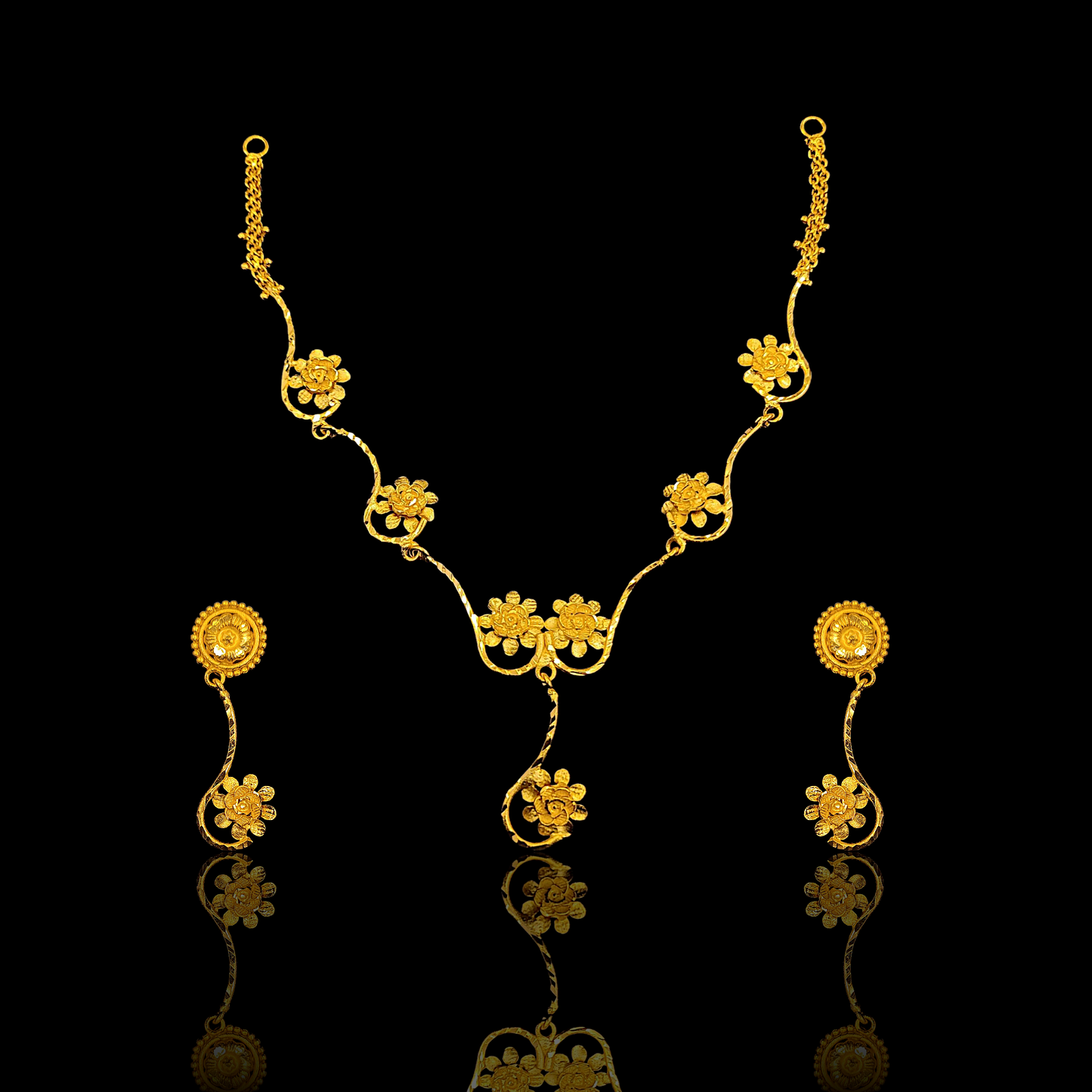 Light Weight Spiral Flower Necklace Set