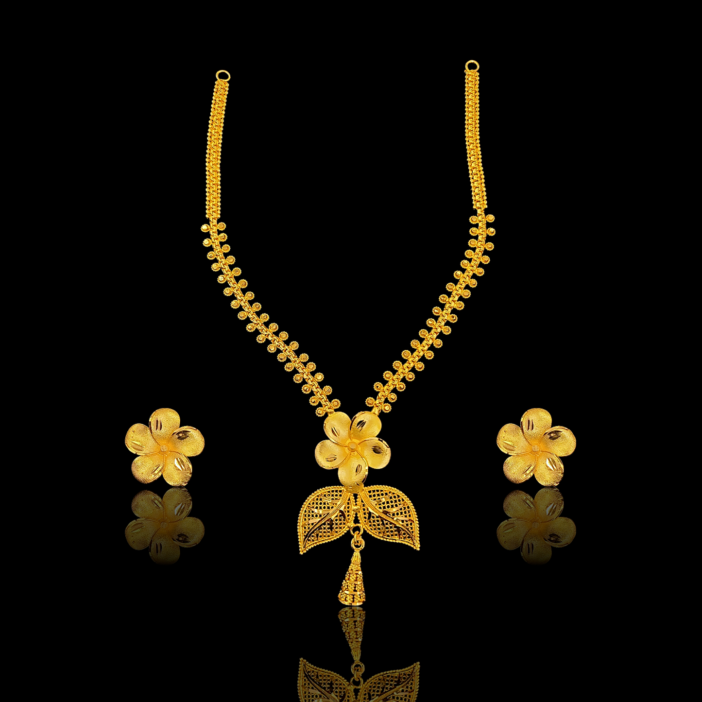 Flower Leaf Chatai Necklace Set