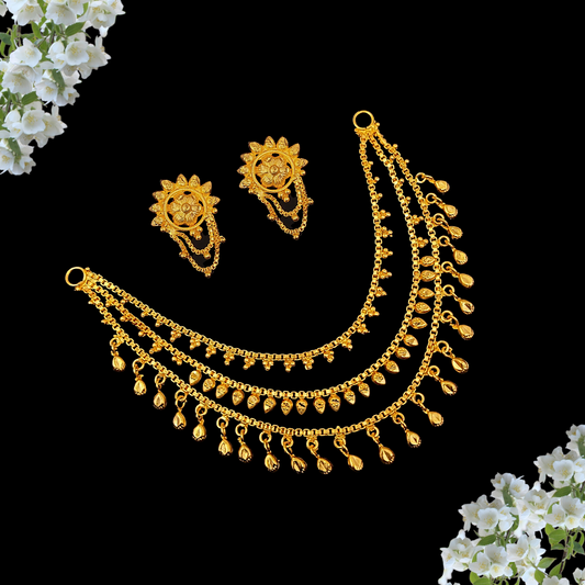 Three Layer Short Lahari Necklace Set