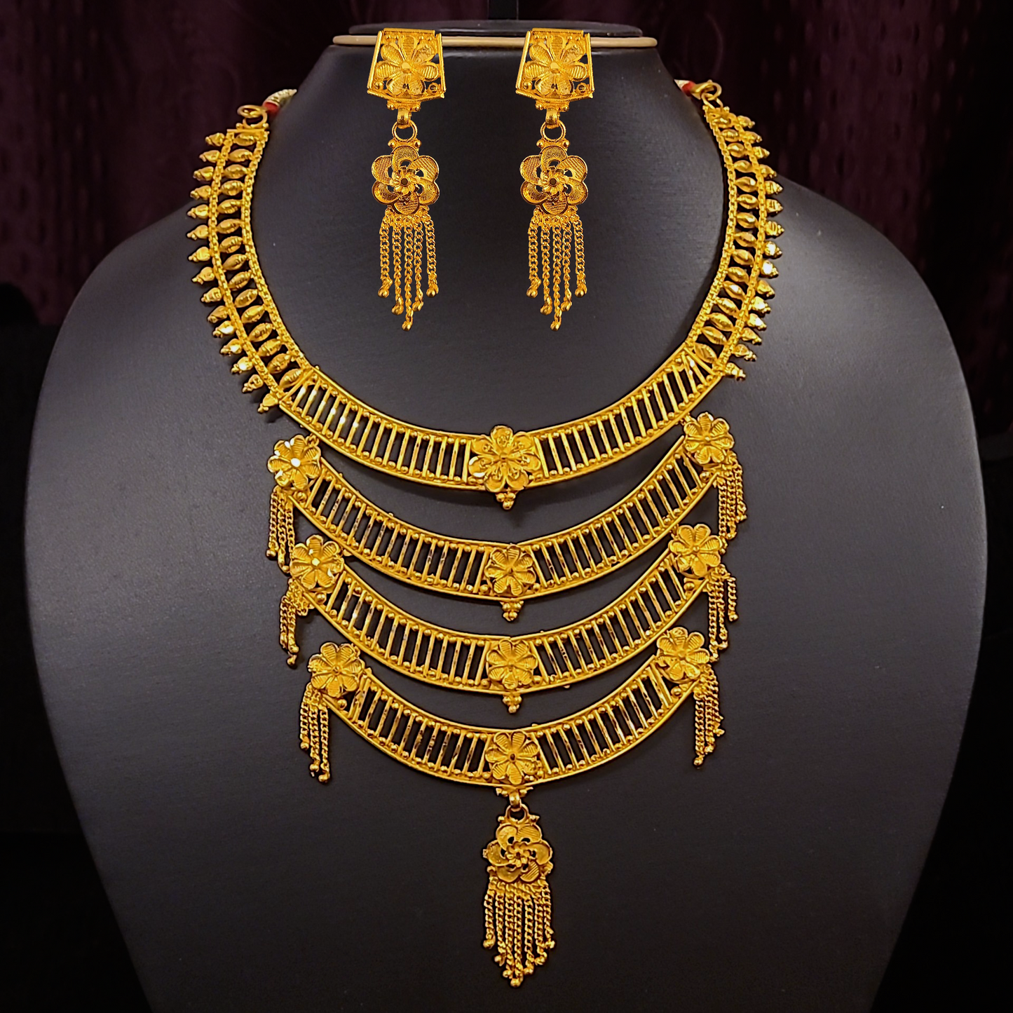 Four Layer Flower Necklace Set