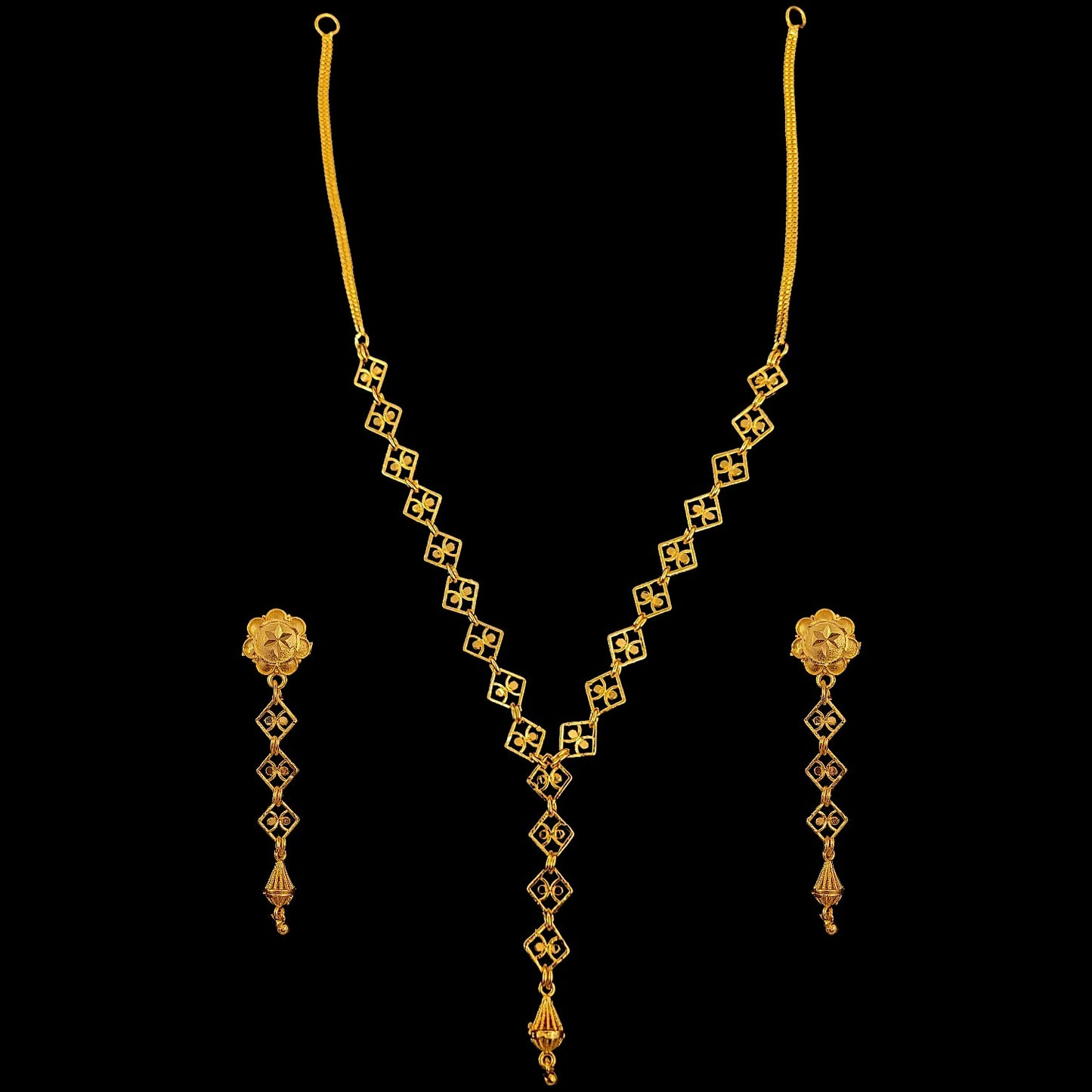 Sleek Diamond Line Necklace Set
