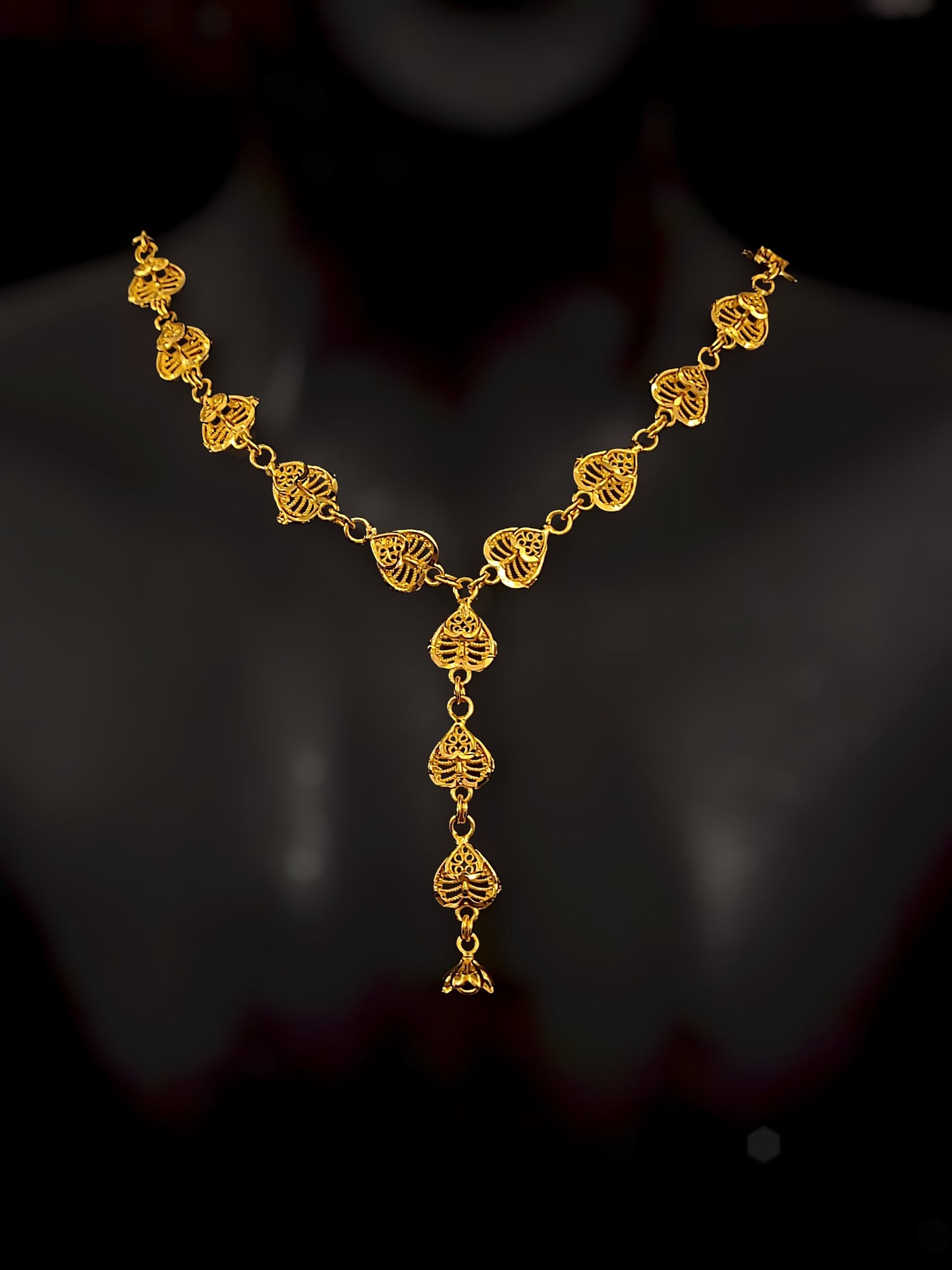 Sleek Heart Line Necklace Set