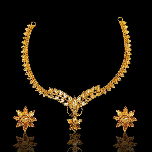 Dual Side Leaf Necklace Set