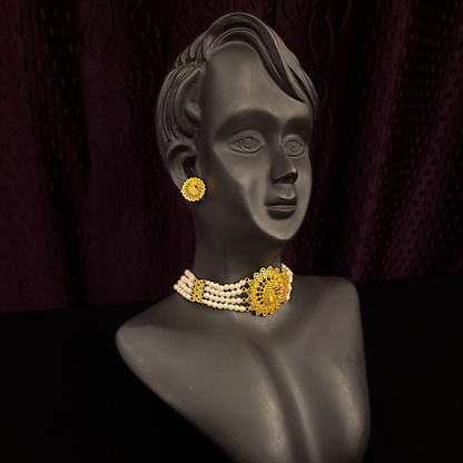 Peacock Pearl Choker Set - My Golden Wish