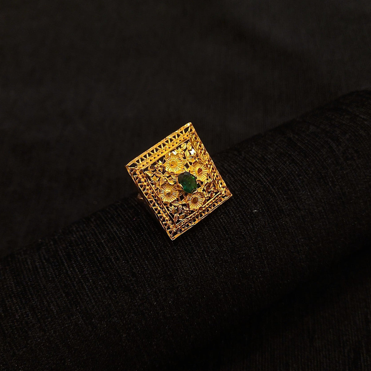 Adjustable Square Cut Emerald Ring
