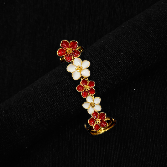 Red White Flower Ring - My Golden Wish