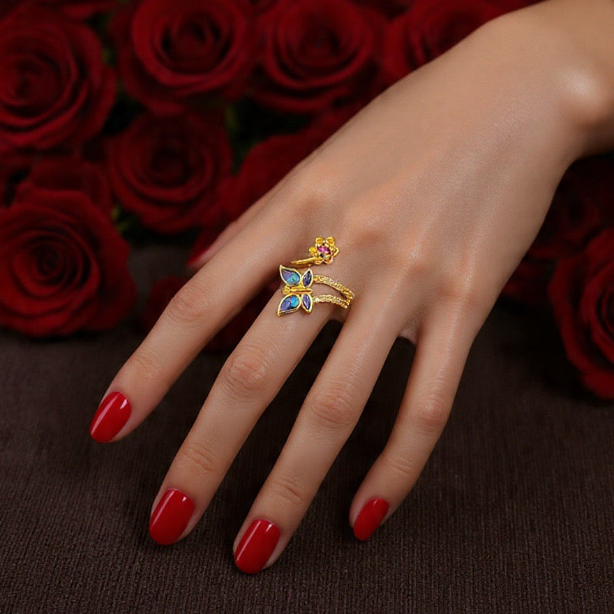 Adjustable Small Butterfly Ring - I