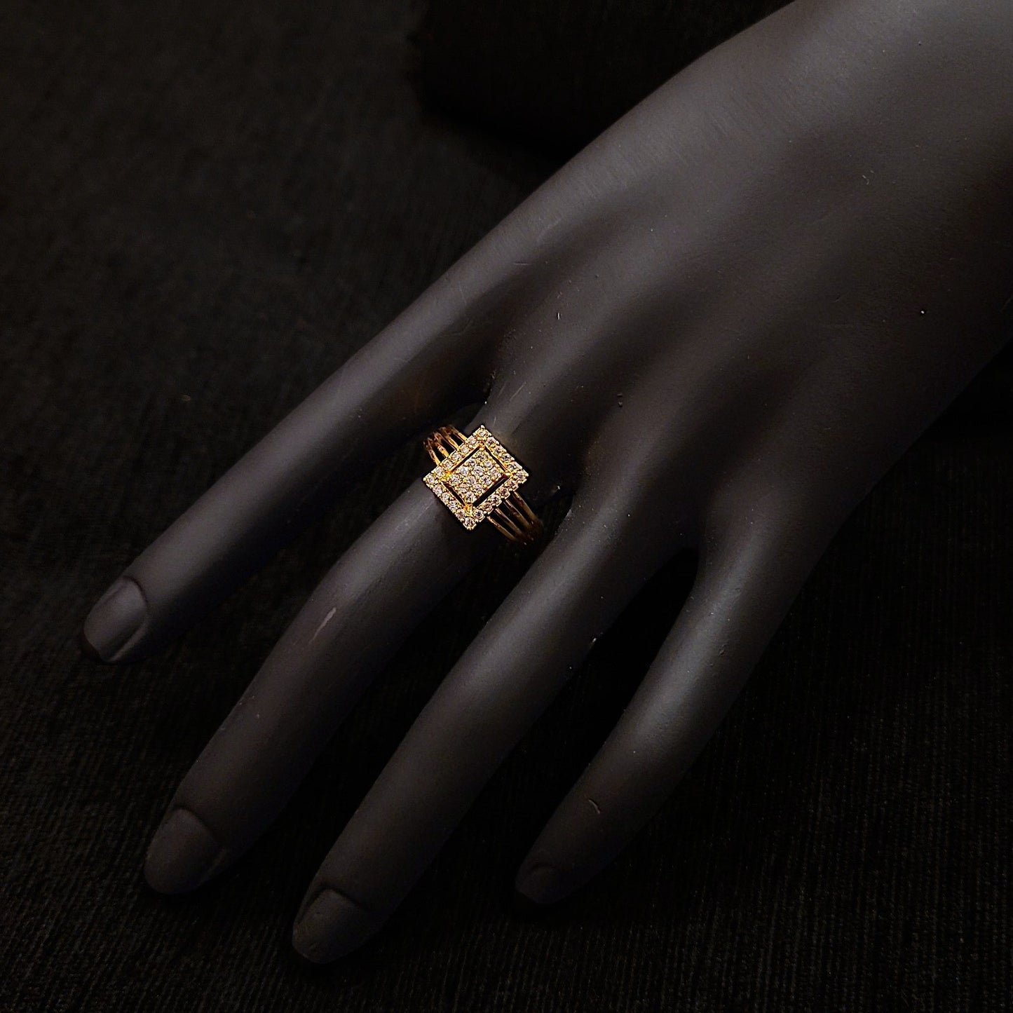 Adjustable Single Stone Square AD Ring