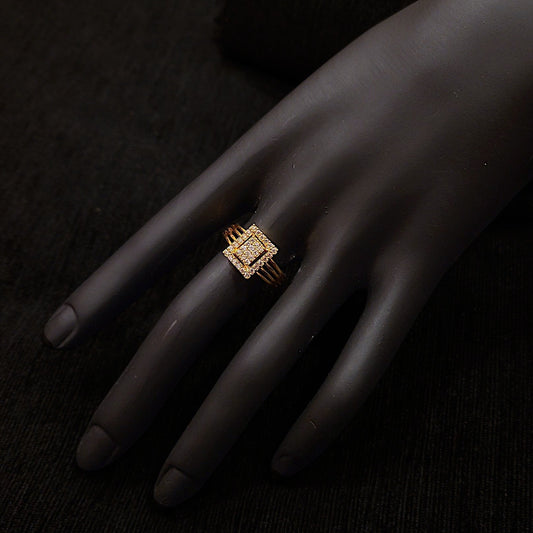 Adjustable Single Stone Square AD Ring