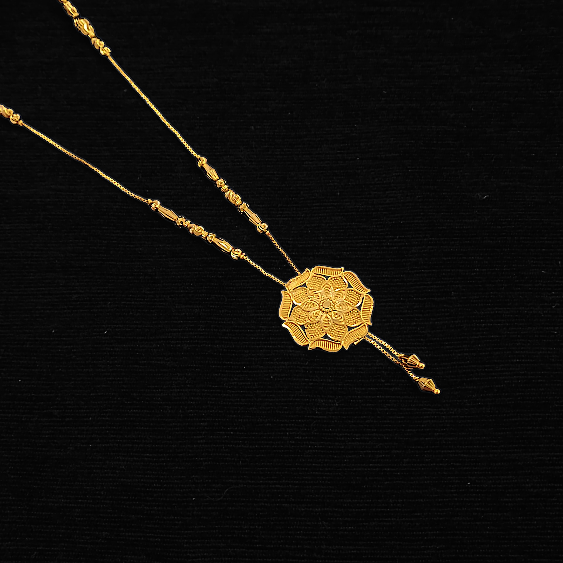 Designer Flower Locket Chain - My Golden Wish
