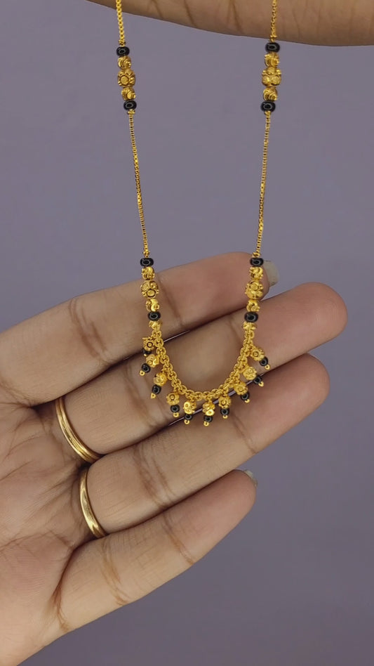 Black Bead Golden Ball Latkan Chain