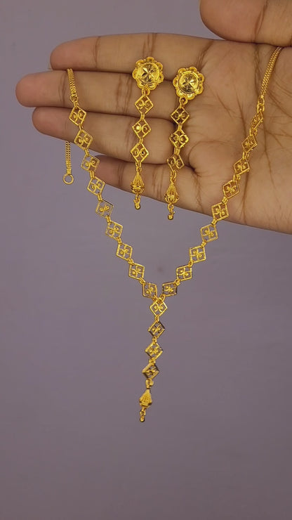Sleek Diamond Line Necklace Set
