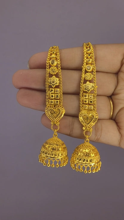 Round Jhumka With Chain Design - I