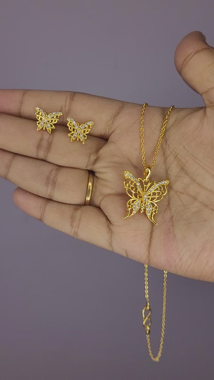 Butterfly Locket Chain Set